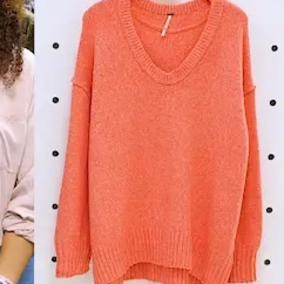 Free People Sweaters | Nwt Free People Brookside Tunic Sweater Love Light | Color: Orange | Size: Xs | Whatifgifts's Closet